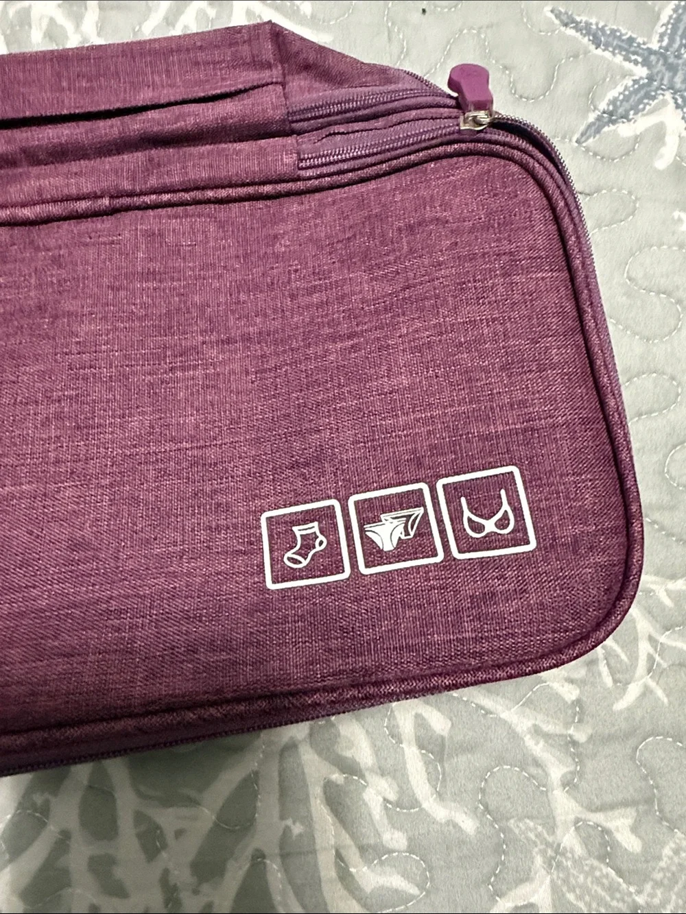 Hanging Black Travel and Toiletry Bag Organizer - Purple